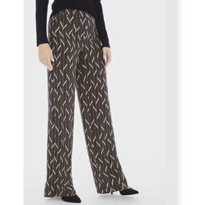 Chicos Wide Leg Brown Black Pants High Waist Comfortable Work Travel Sz 1.5